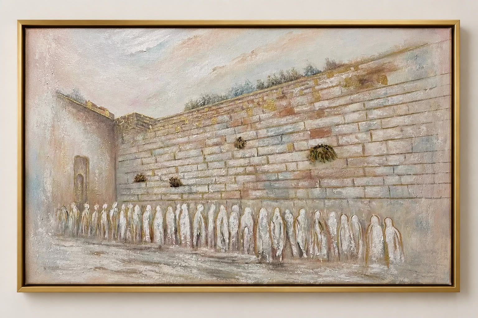 Ethereal Kotel painting in a gold frame, hand-painted in oil
