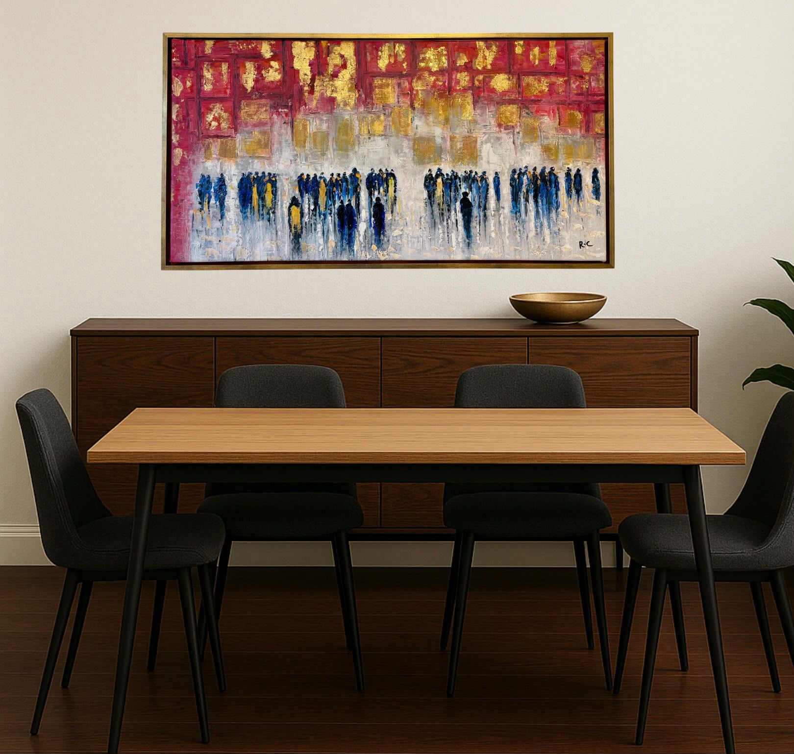 Red painting in a room